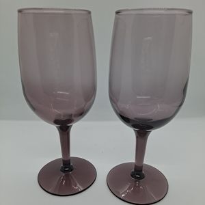 VINTAGE LIBBEY AMETHYST PURPLE WINE BRANDY GLASSES SET OF 2 COLLECTIBLE